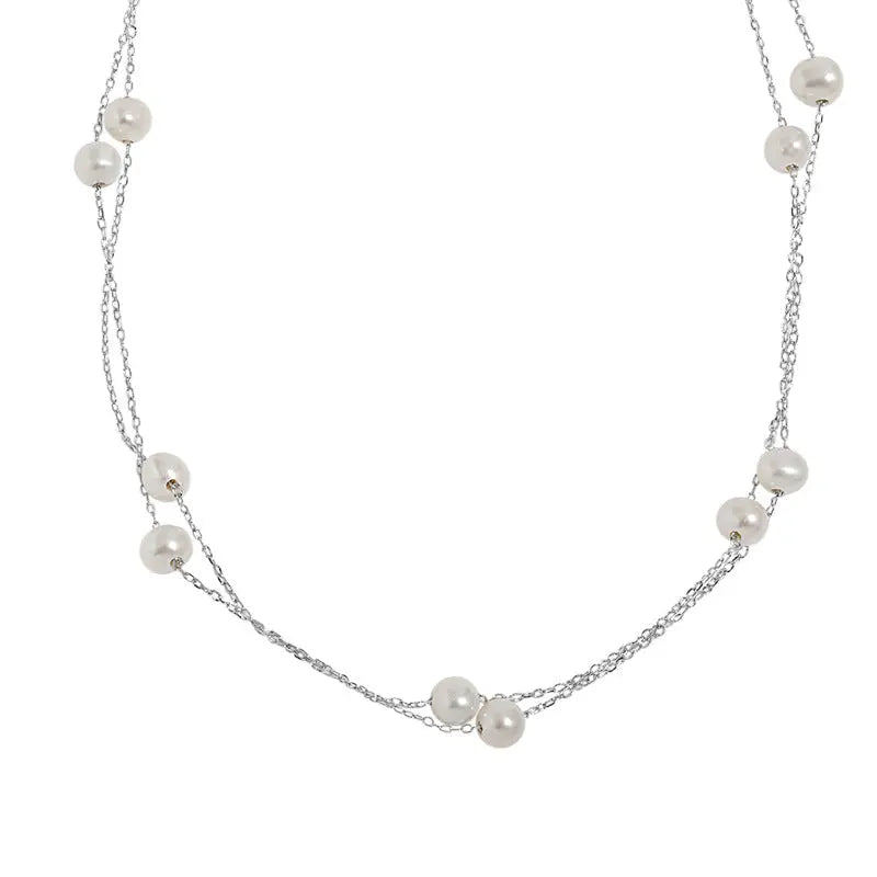 Silver-Bead-Necklace OPHRASTUDIO