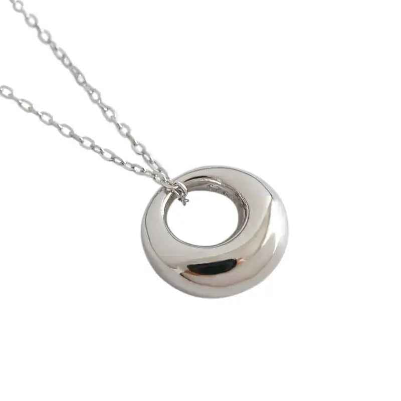 Athena's Geometric Ring Silver Pendant Necklace