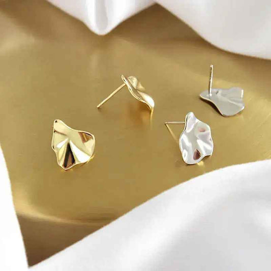 Geo Chic Silver Stud Earrings