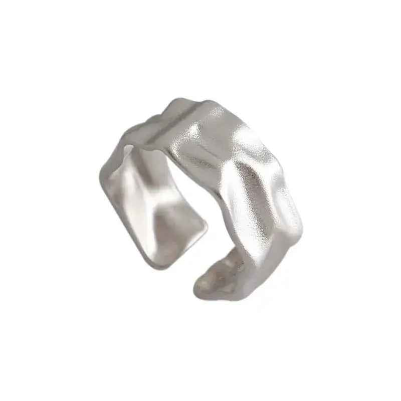 Gaia's Concave-Convex Matte Silver Statement Ring