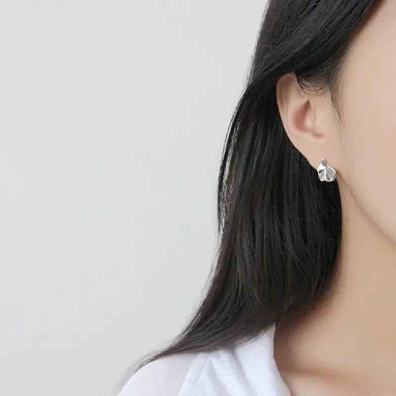 Geo Chic Silver Stud Earrings