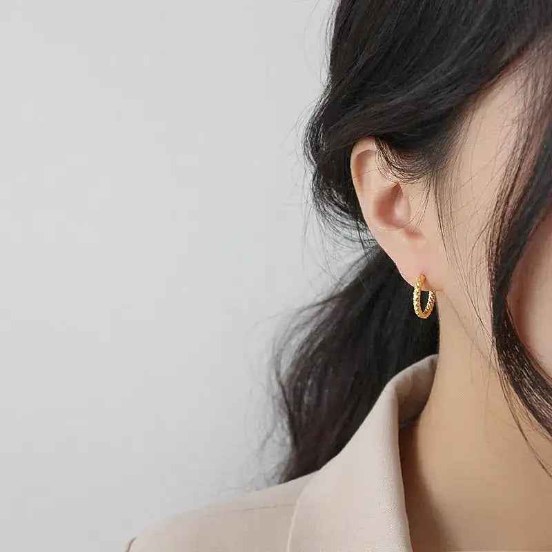 Gypsy Star Silver Huggie Earrings