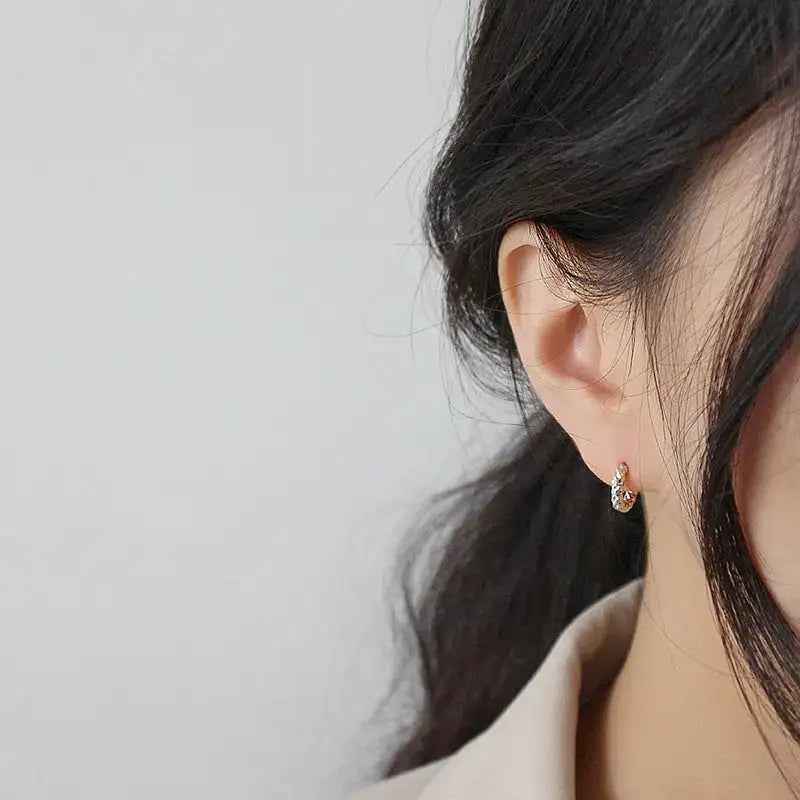 Gypsy Star Silver Huggie Earrings
