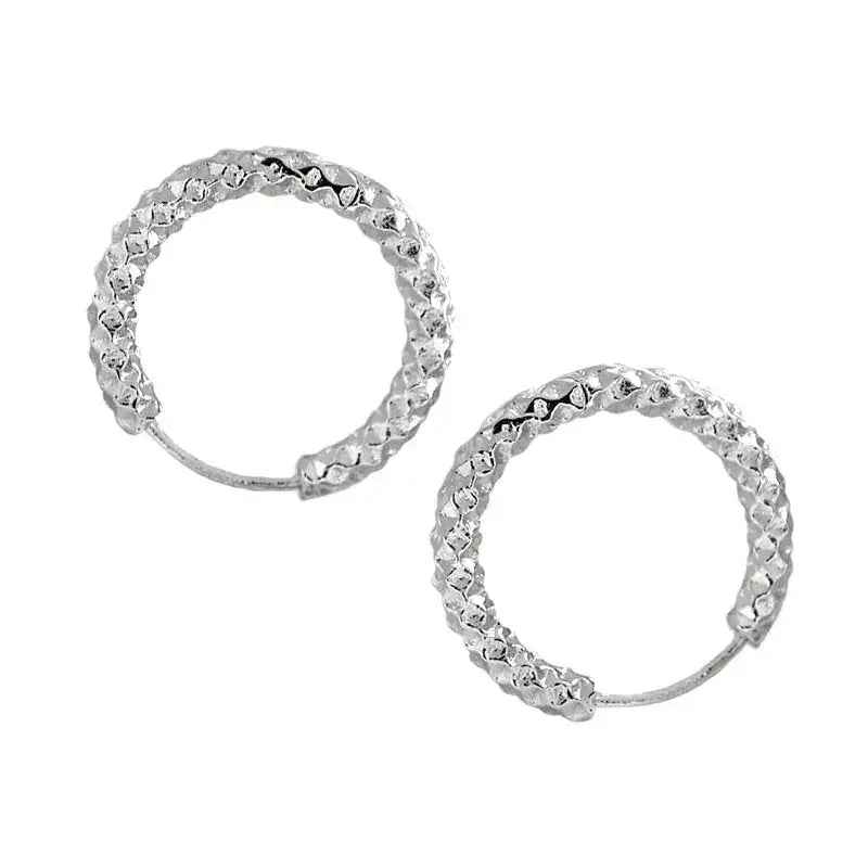 Gypsy Star Silver Huggie Earrings