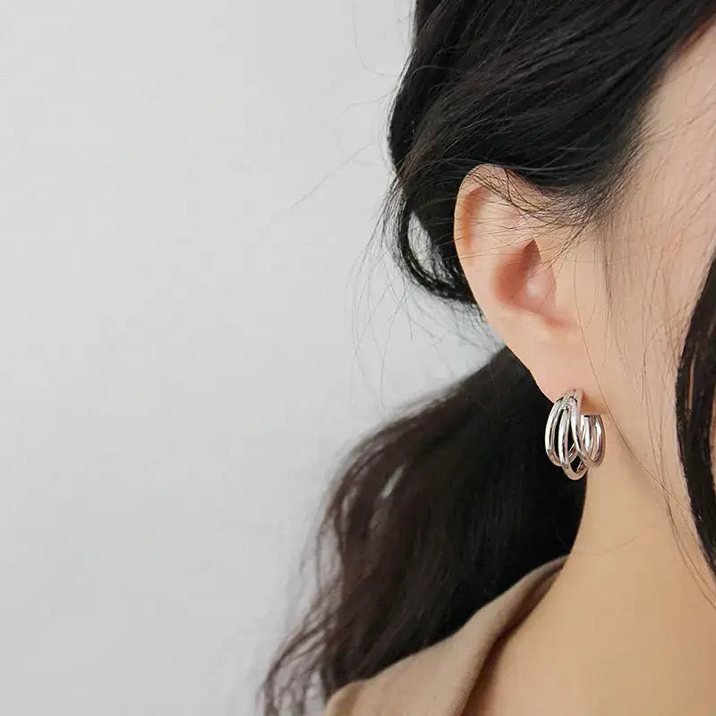 Golden Fusion Silver Hoop Earrings