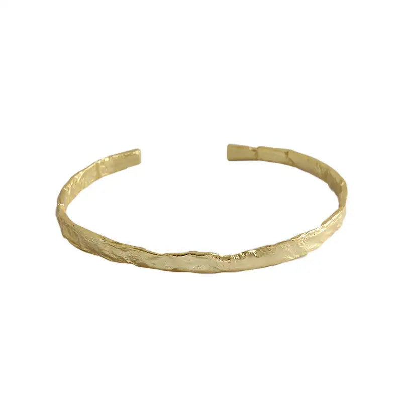 Aurora's Whisper Golden Foil Silver Cuff Bracelet