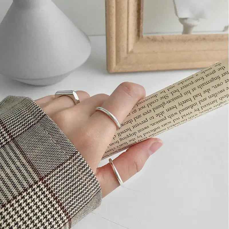 Minimalist Smooth Silver Stacking Ring