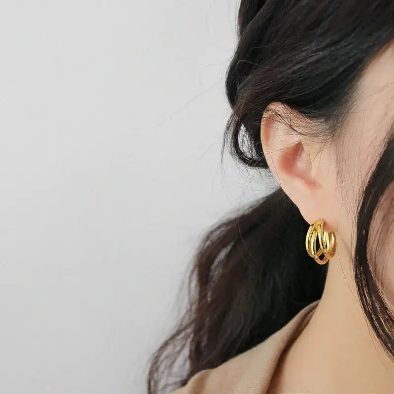 Golden Fusion Silver Hoop Earrings
