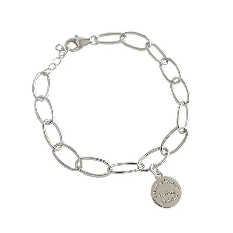 Eleanor's Round Plate Silver Chain Bracelet