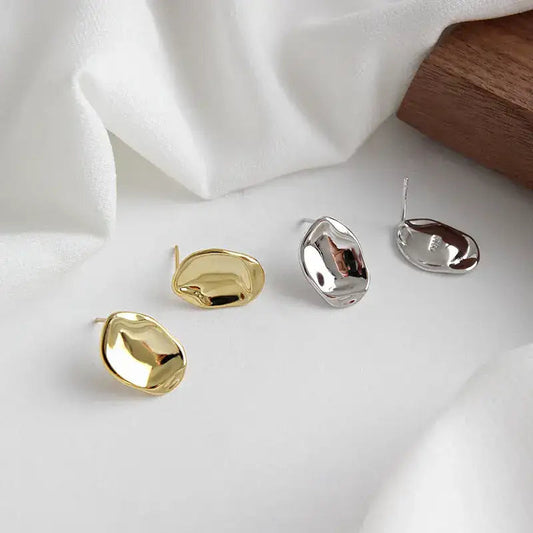 Golden Rhapsody Silver Stud Earrings