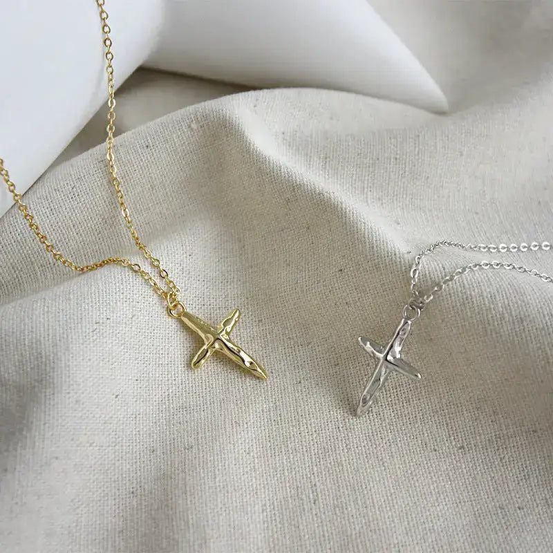 SERENITY CROSS TEXTURE NECKLACE - OPHRASTUDIO