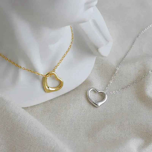 Amelia's Hollow Love Silver Heart Pendant Necklace