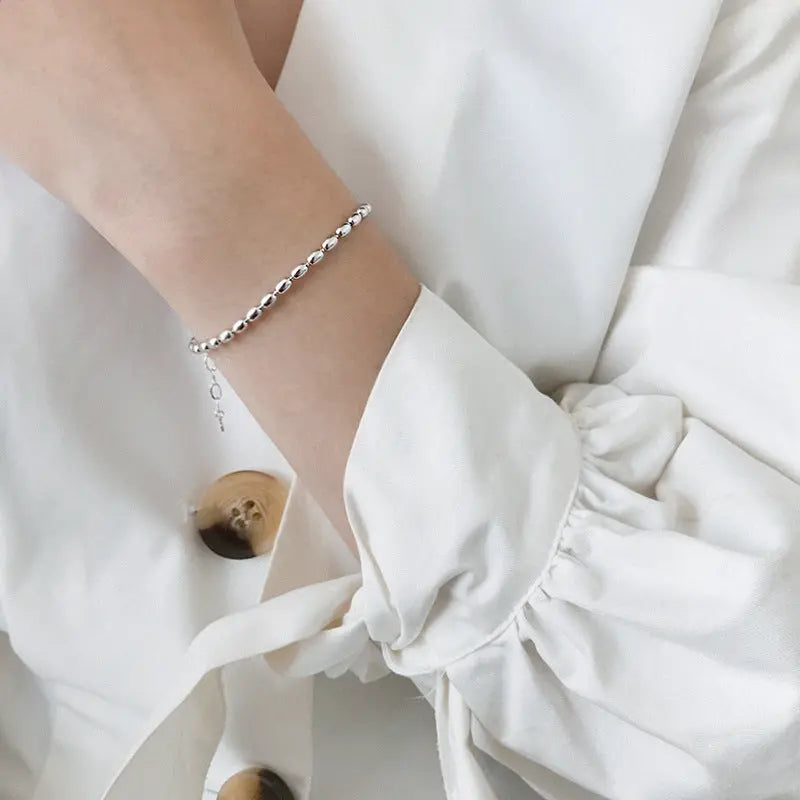 ATHENA'S OLIVE BEAD SILVER BRACELET - OPHRASTUDIO