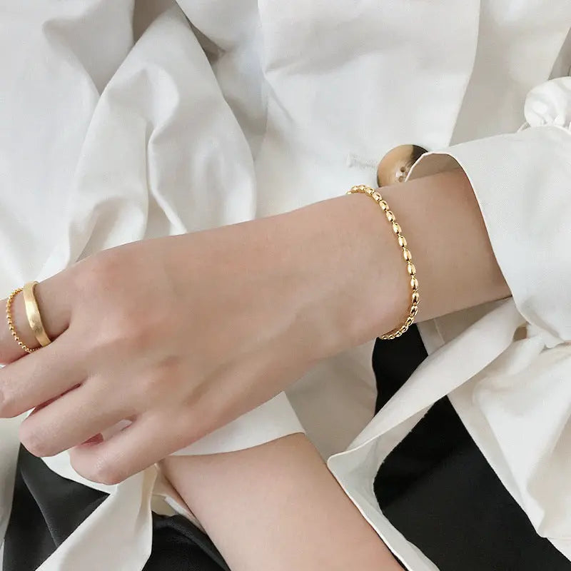ATHENA'S OLIVE BEAD SILVER BRACELET - OPHRASTUDIO