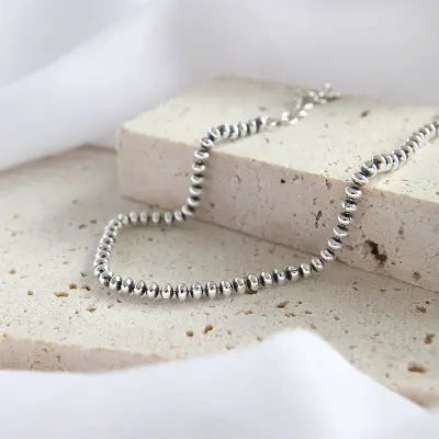 LUNA'S ROUND FLAT BEAD SILVER BRACELET - OPHRASTUDIO