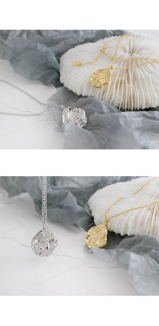 Irregular Rock Clavicle Silver Pendant Necklace