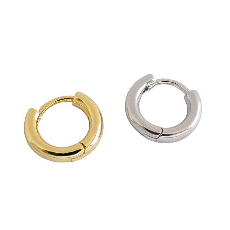 Luna's Minimalist Geometric Silver Huggie Earrings