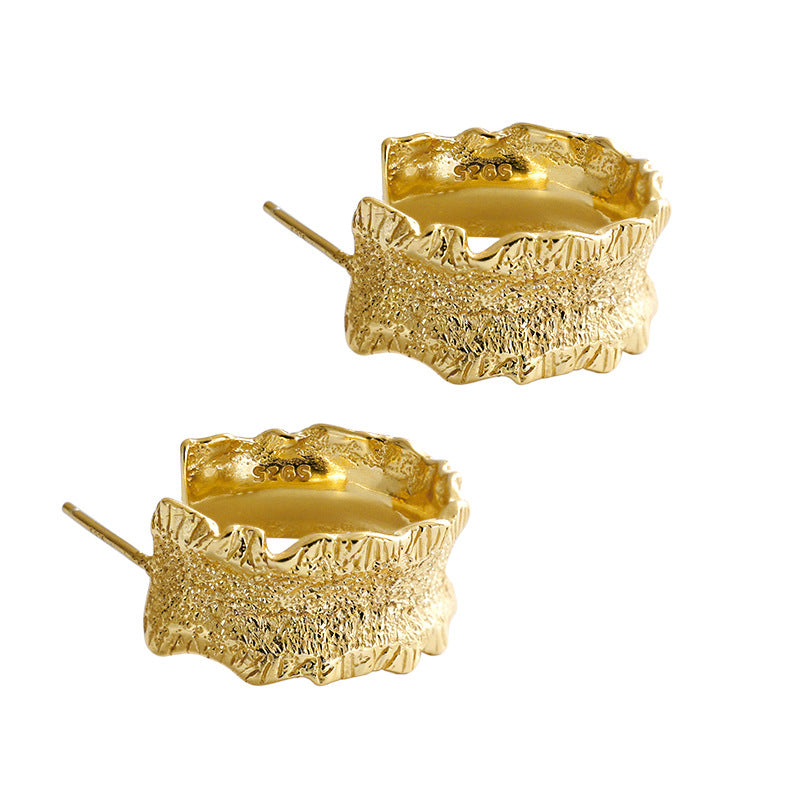 Wavy Sand Silver Hoop Earrings