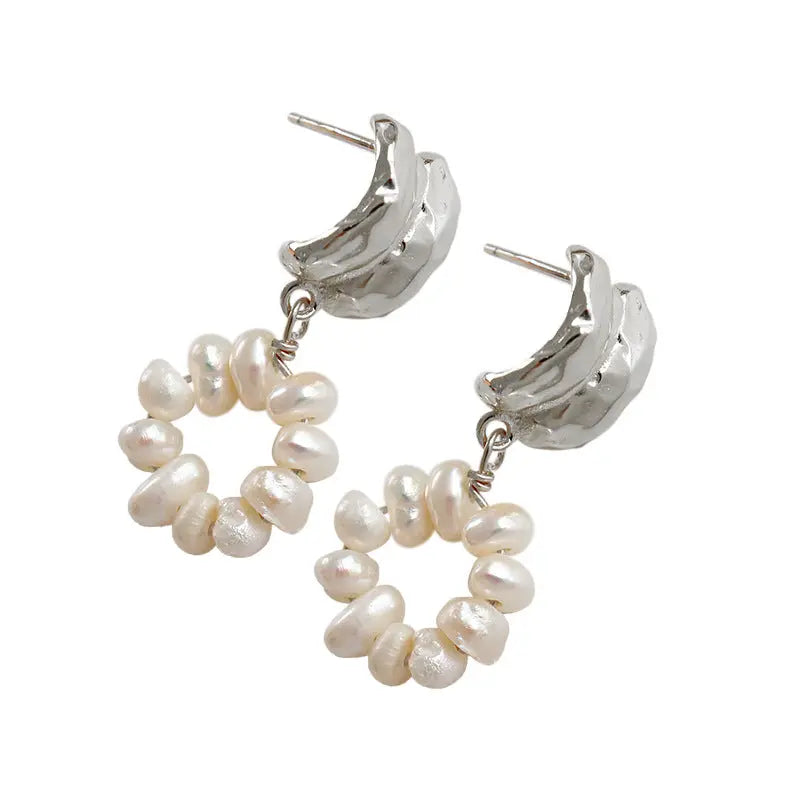 Baroque Pearl Brilliance Silver Drop Earrings