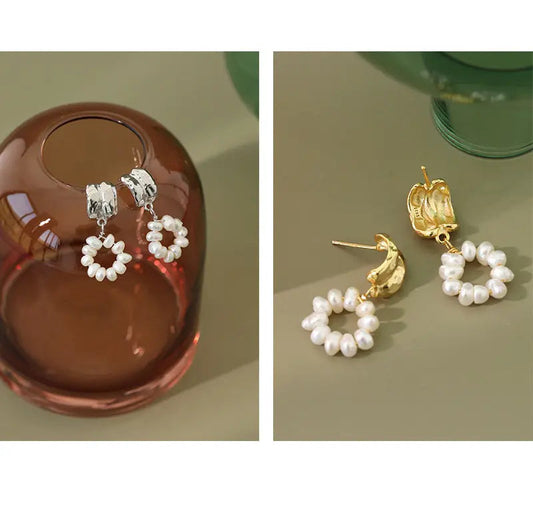 Baroque Pearl Brilliance Silver Drop Earrings
