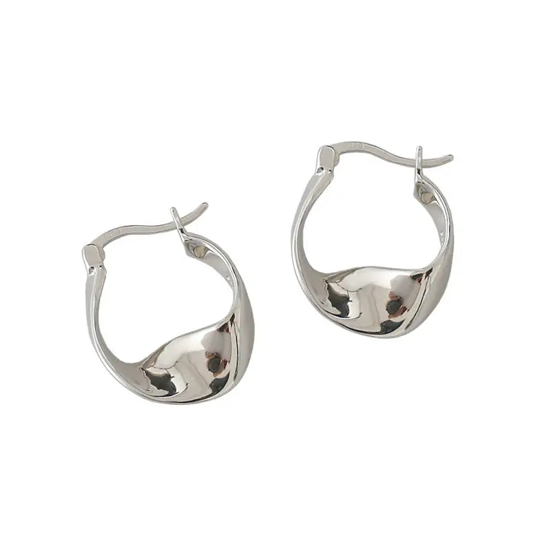 Twisted Silver Hoop Earrings