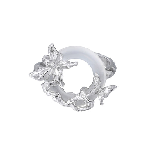Butterfly Halo Agate Silver Ring OPHRASTUDIO