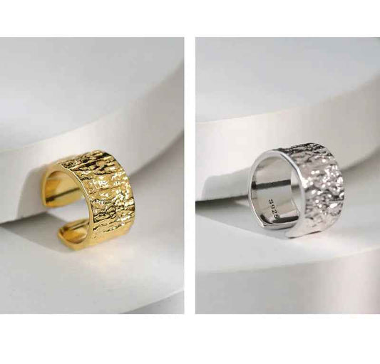 Tin Foil Texture Sterling Silver Ear Cuff Earring