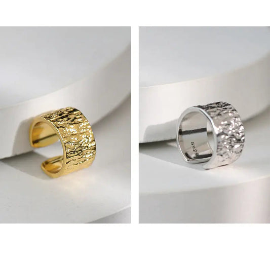 Tin Foil Texture Sterling Silver Ear Cuff Earring