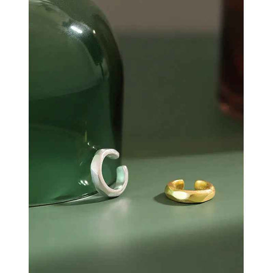 Irregular Concave-Convex Sterling Silver Ear Cuff