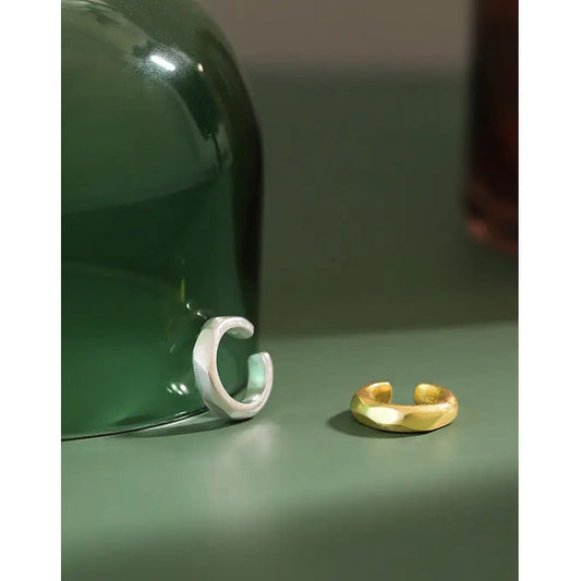 Irregular Concave-Convex Sterling Silver Ear Cuff