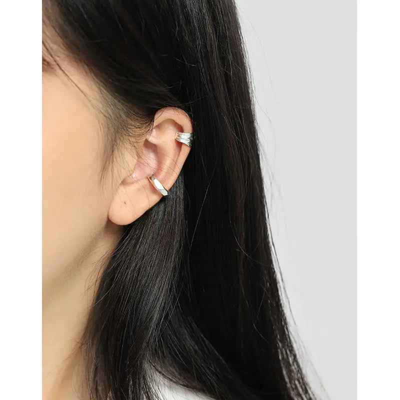 Wide-Sided Sterling Silver Ear Cuff Earring