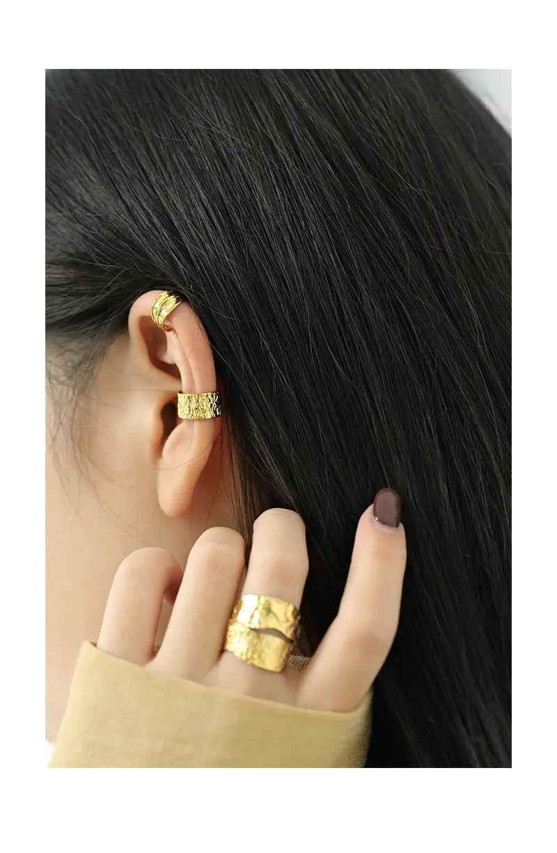Wide-Sided Sterling Silver Ear Cuff Earring
