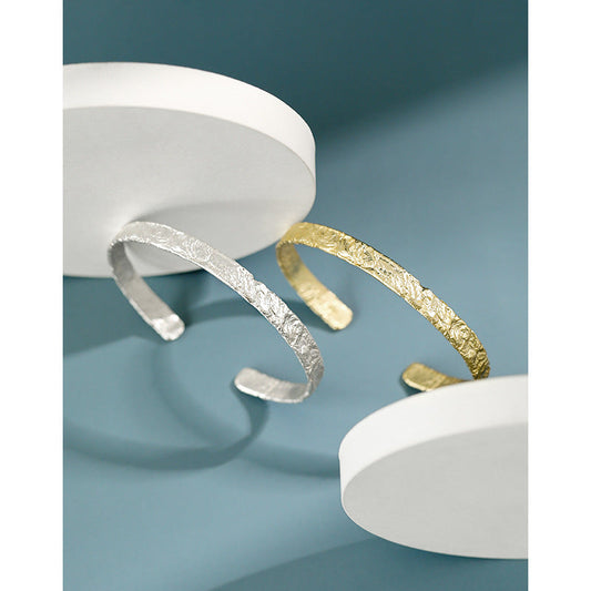 Enchanted Pleats Silver Cuff Bracelet