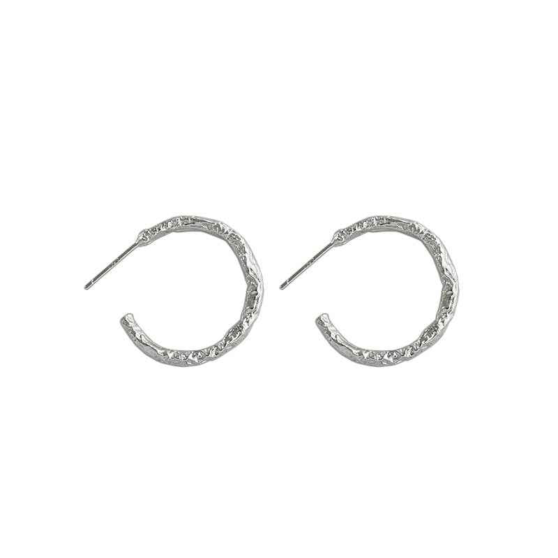 Tinfoil Geometric Ring Silver Hoop Earrings