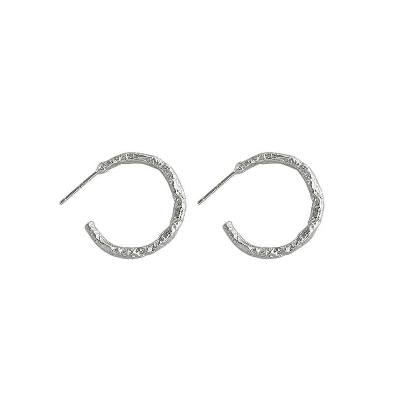Tinfoil Geometric Ring Silver Hoop Earrings
