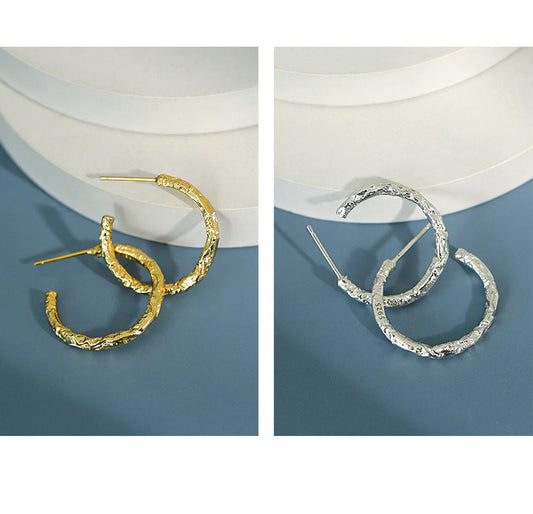 Tinfoil Geometric Ring Silver Hoop Earrings