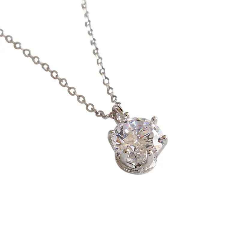 Diana's Single Zircon Silver Pendant Necklace