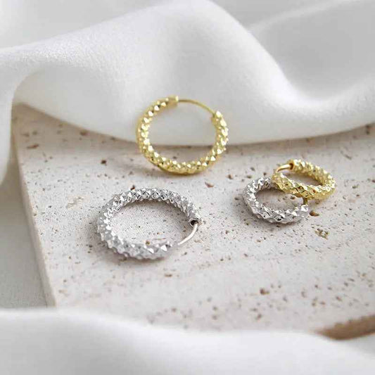 Gypsy Star Silver Huggie Earrings