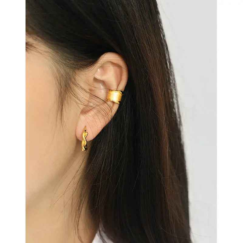 Sand Surface Sterling Silver Ear Cuff Earring
