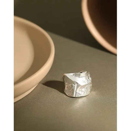 Freya's Concave-Convex Silver Statement Ring