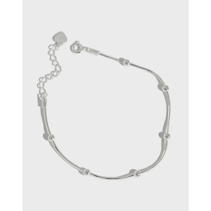ATHENA'S ROUND BEAD SNAKE BONE SILVER BRACELET - OPHRASTUDIO
