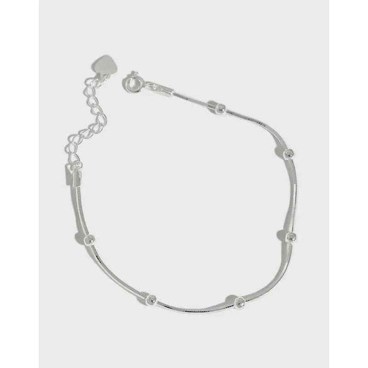 Athena's Round Bead Snake Bone Silver Chain Bracelet