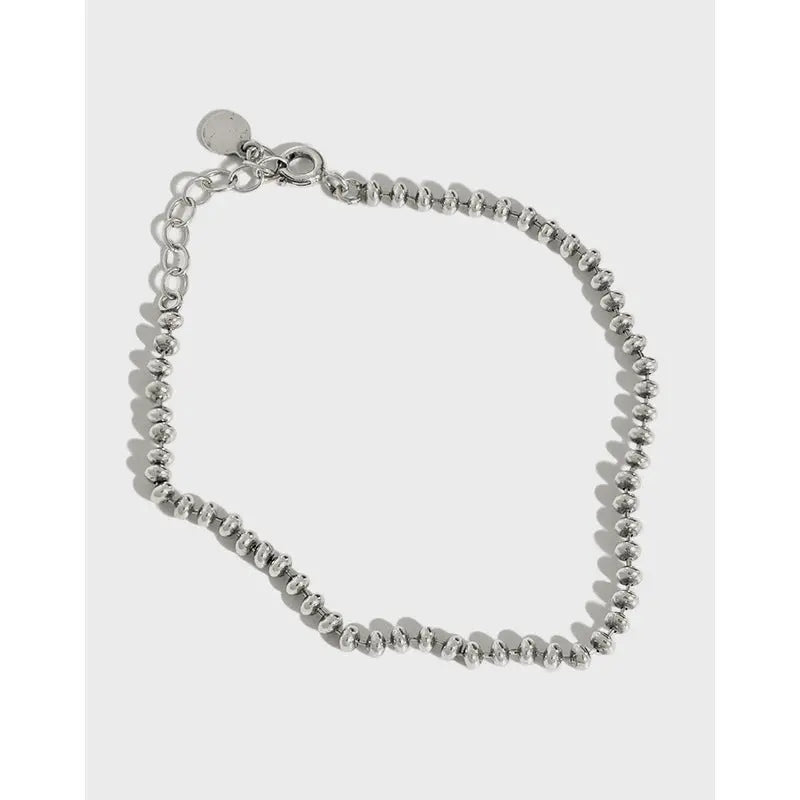 LUNA'S ROUND FLAT BEAD SILVER BRACELET - OPHRASTUDIO