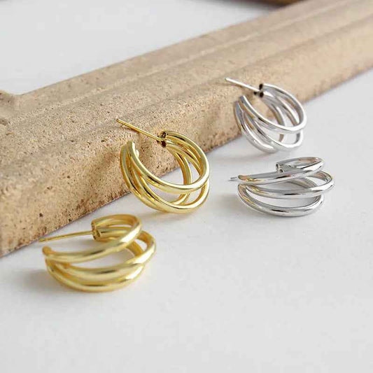 Golden Fusion Silver Hoop Earrings