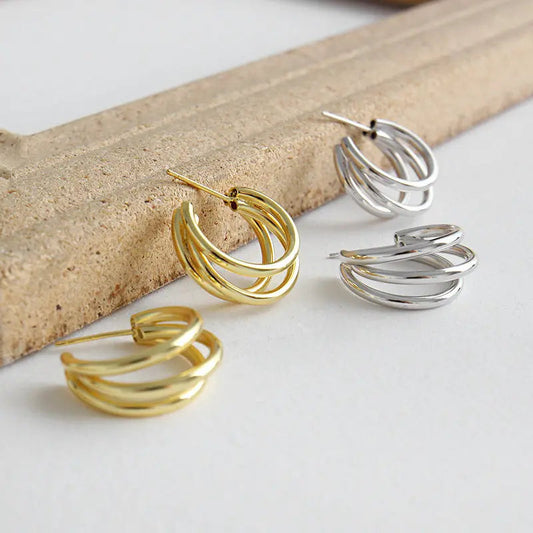 Golden Fusion Silver Hoop Earrings