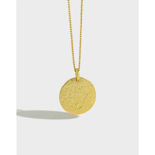 Round Plate Silver Pendant Necklace