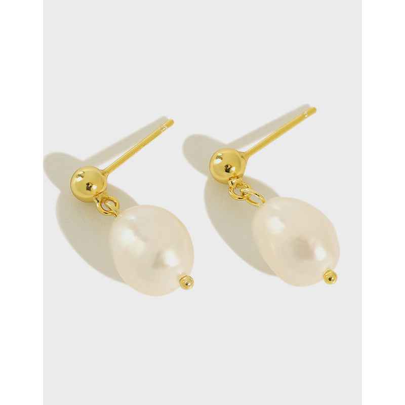 Baroque Silver Pearl Drop Earrings