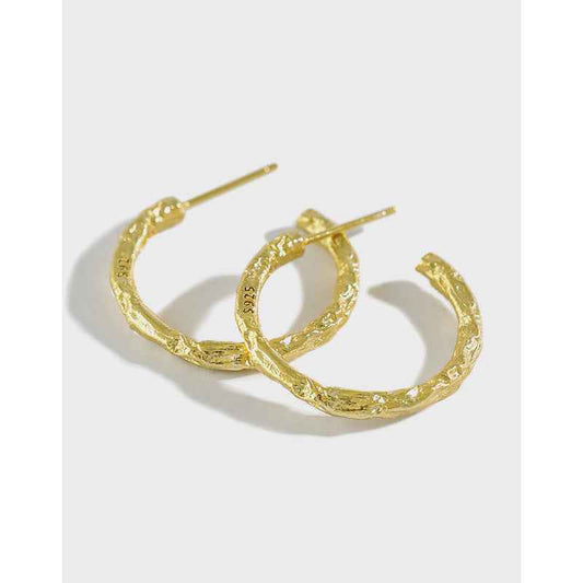 Tinfoil Geometric Ring Silver Hoop Earrings