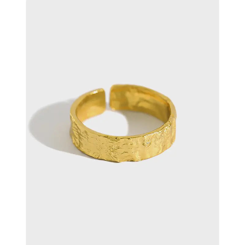 SELENE'S FOIL PATTERNED CONCAVE-CONVEX SILVER RING - OPHRASTUDIO