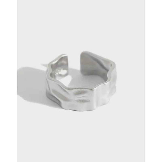 Gaia's Concave-Convex Matte Silver Statement Ring